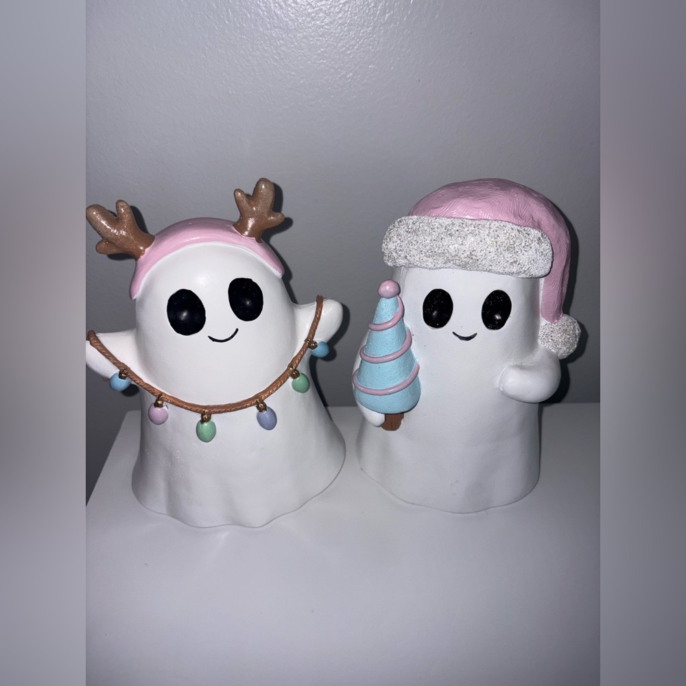 NEW Christmas 2025 Reindeer Ghost with Christmas Lights Tree Decor Set of 2